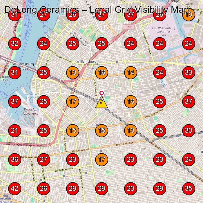 DeLong Ceramics GeoGrid visibility map for Art Studio in Brooklyn